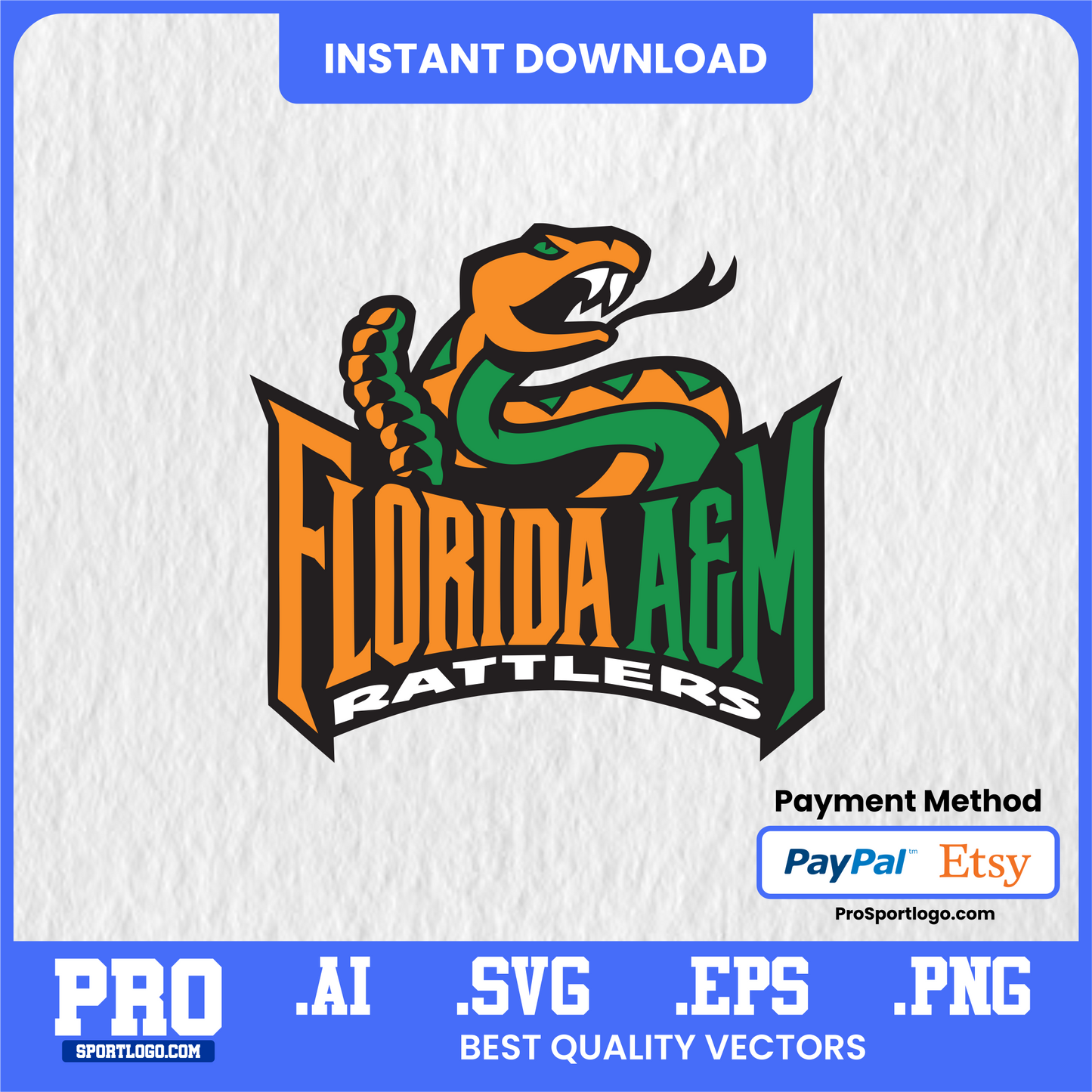 Florida A&M Rattlers Digital Poster – FAMU Mascot Wall Art (Instant Download)