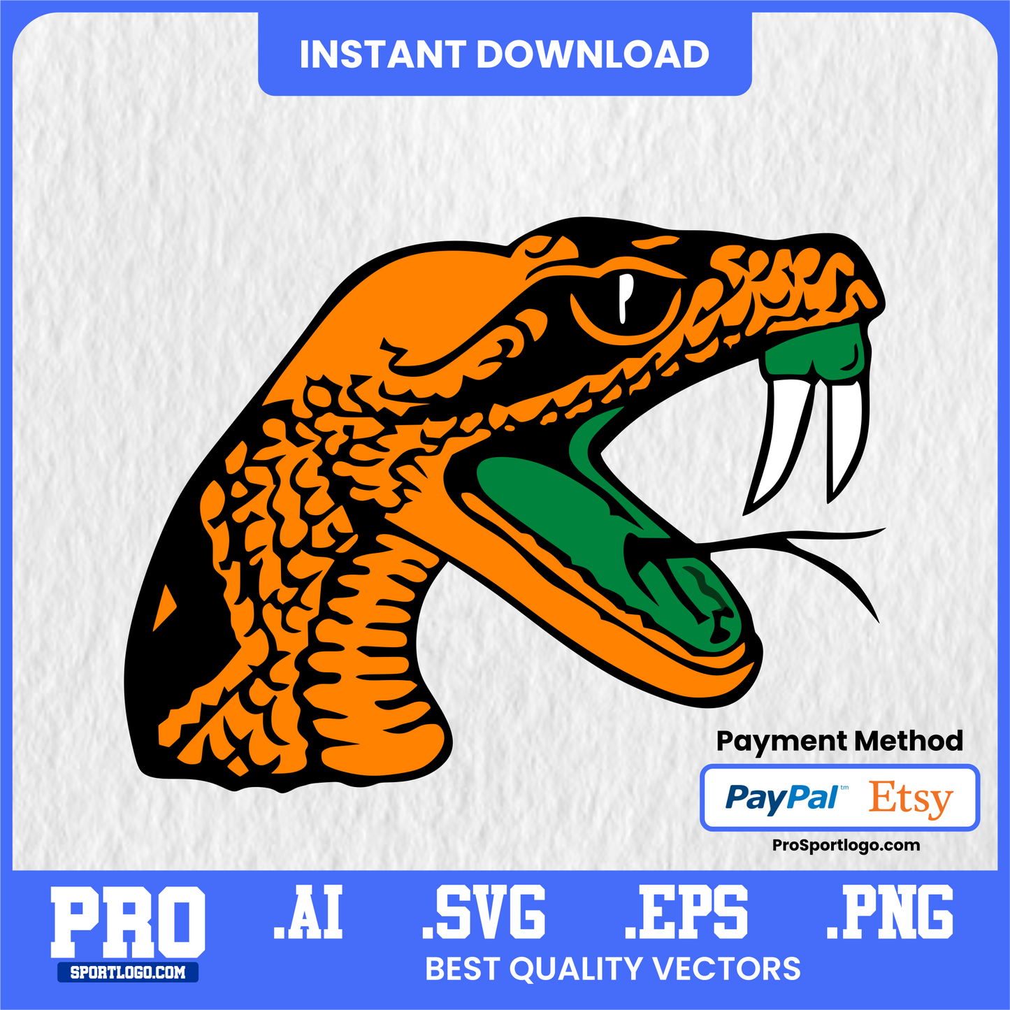 Florida A&M Rattlers Apparel Design – FAMU Mascot Sublimation PNG for Merch