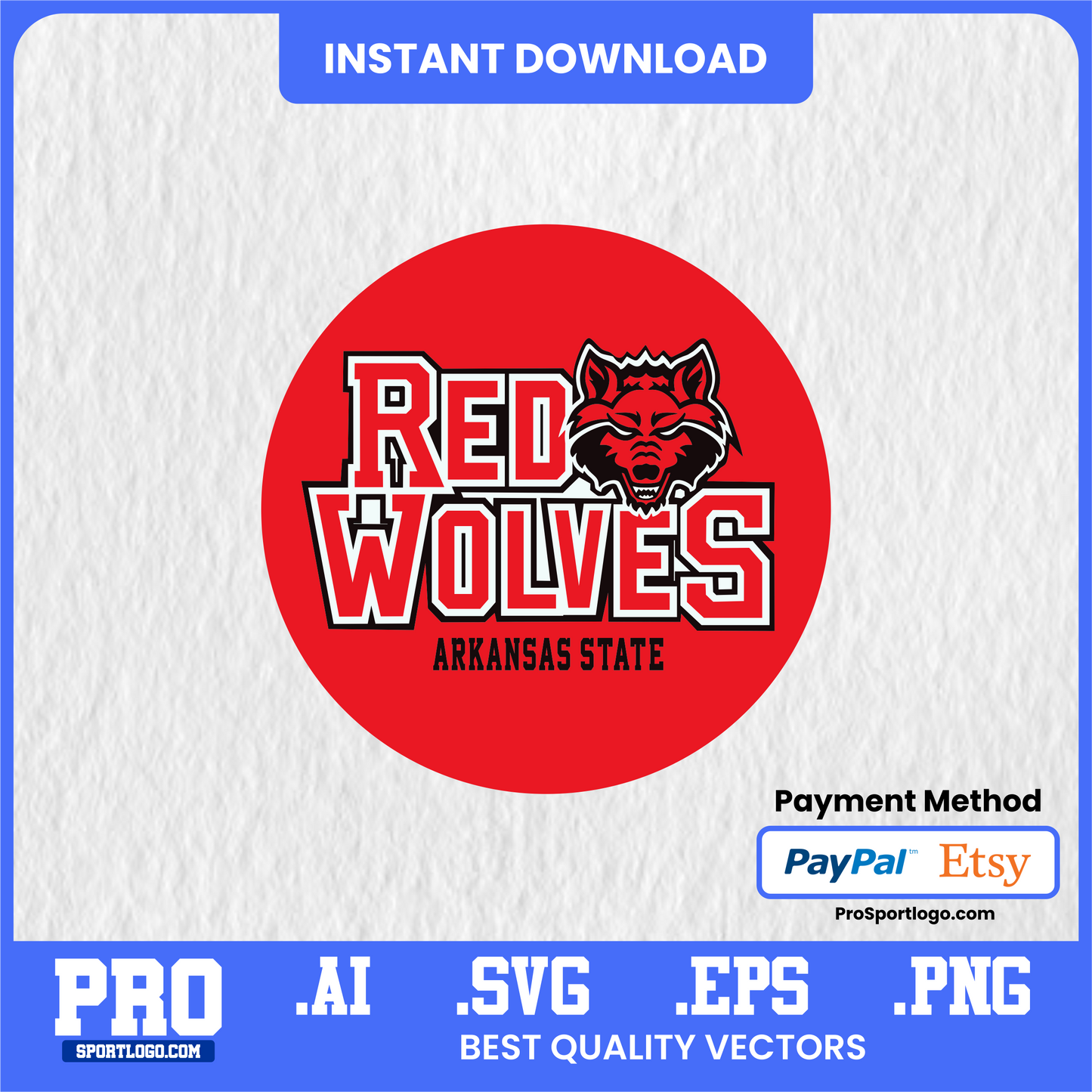 Arkansas State Red Wolves Mascot Illustration, Vector Art, PDF, AI, PNG