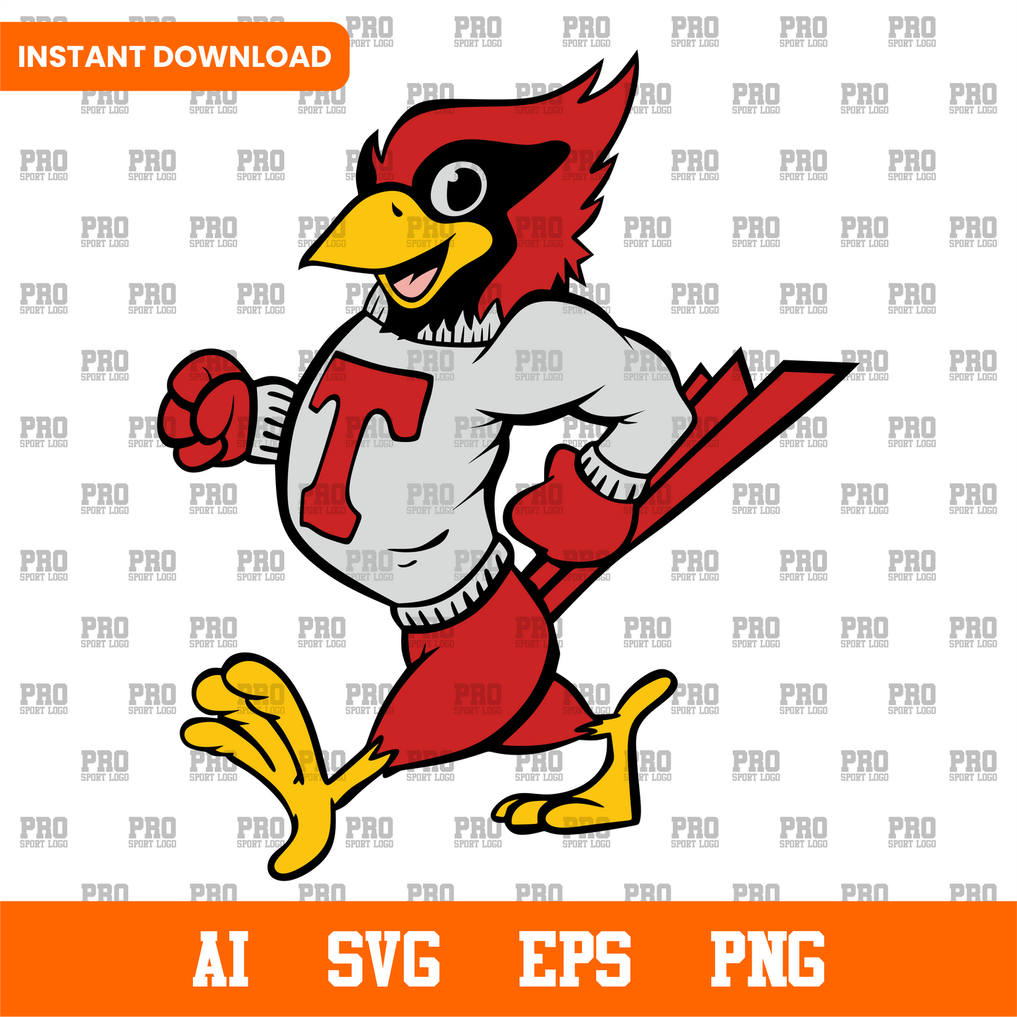 Vintage Red Bird Team cardinal Mascot – Editable Vector Files SVG, AI, EPS, PNG