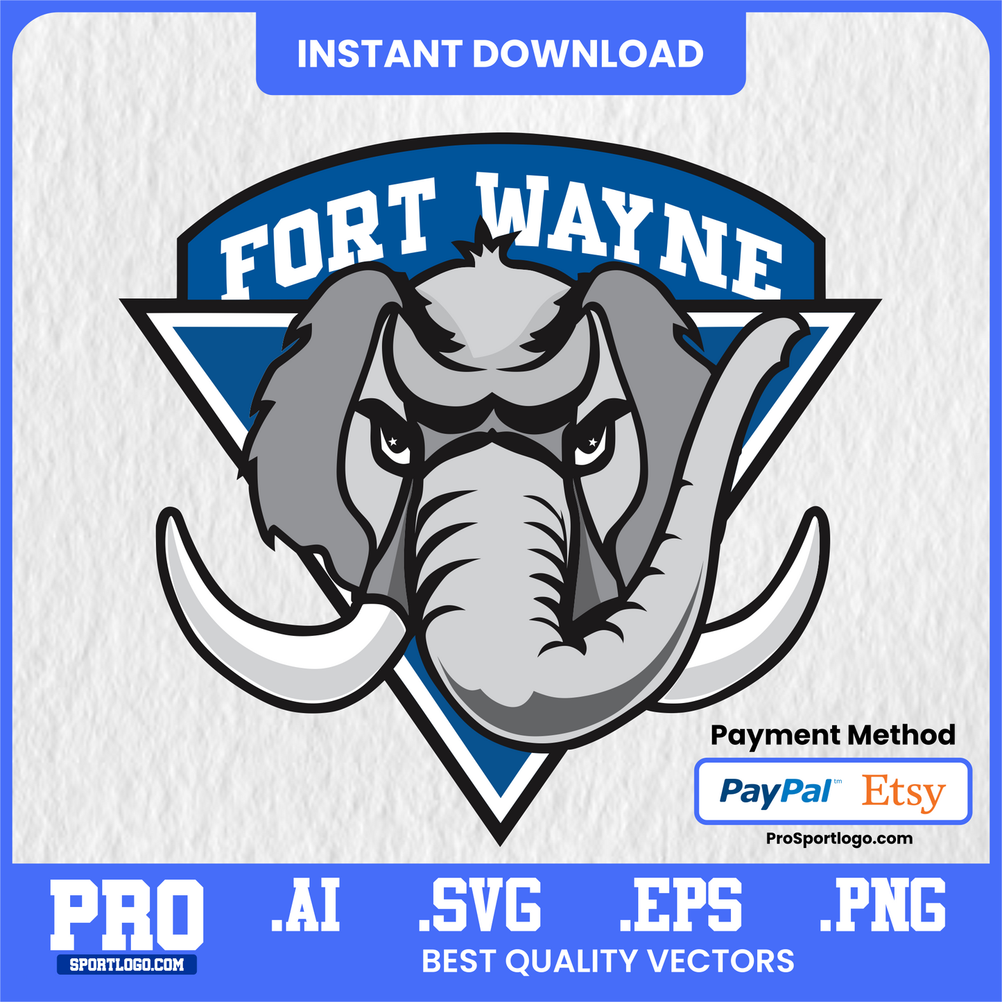 Fort Wayne Mastodons Digital Poster – College Mascot Wall Art (Instant Download)