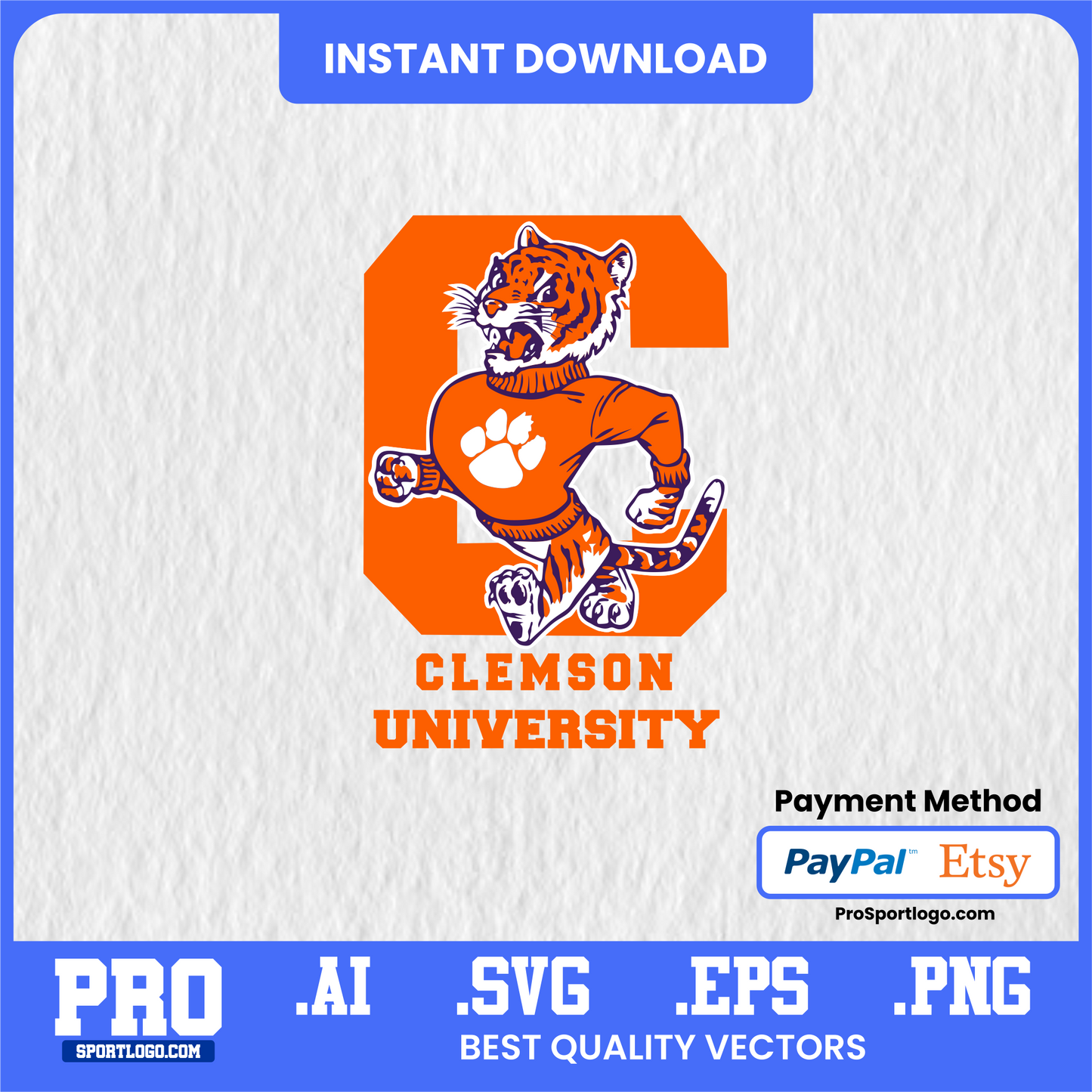 Clemson Tigers Wall Art – Printable College Football Poster (Digital Download)