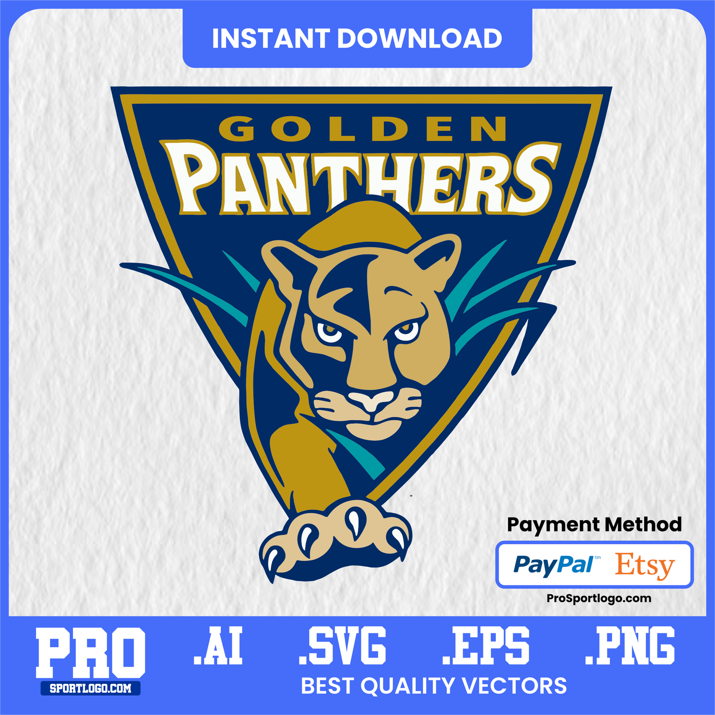 Florida International Golden Panthers Digital Poster – FIU Mascot Wall Art (Instant Download)