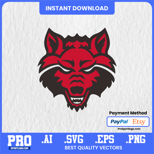 Arkansas State Red Wolves Team Emblem, Digital Download, PDF, AI, PNG