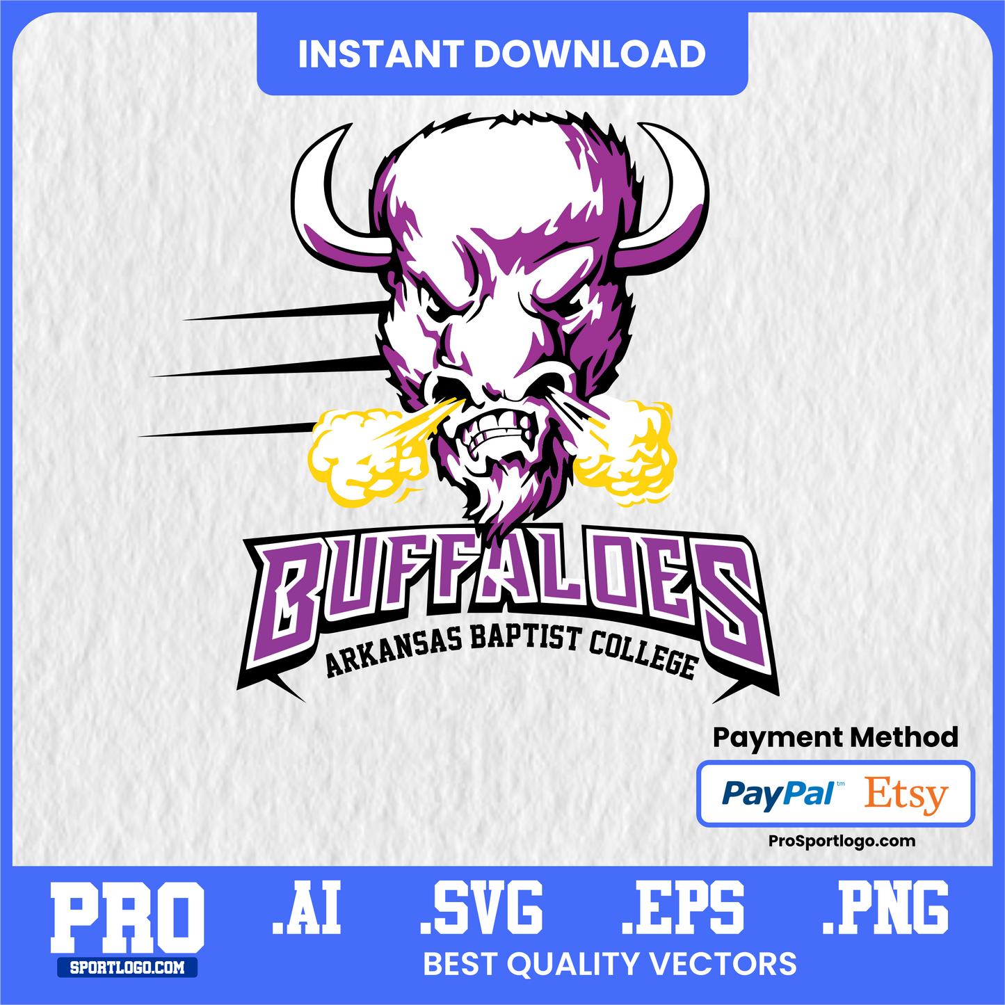 Arkansas Baptist Buffaloes Team Emblem, Digital Download, PDF, AI, PNG
