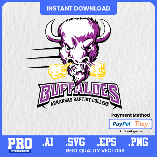 Arkansas Baptist Buffaloes Team Emblem, Digital Download, PDF, AI, PNG