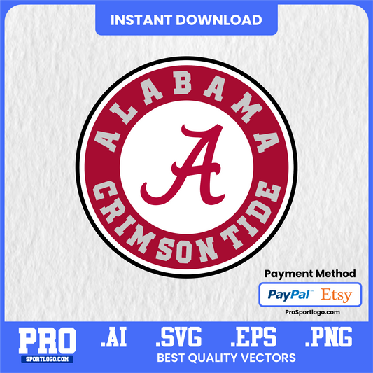 Alabama Crimson Tide Team Emblem, Digital Download, PDF, AI, PNG