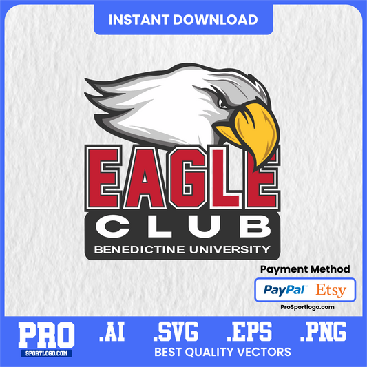 Benedictine Eagles Mascot Art, Editable Graphic, PDF, AI, PNG