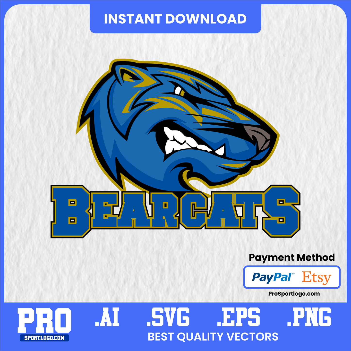 Brescia Bearcats Mascot Art, Editable Vector Graphic, PDF, AI, PNG