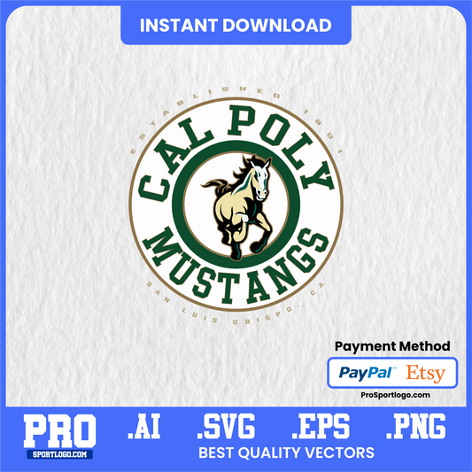 Cal Poly Football Poster, Mustang Memorial Field Theme, Digital Download, PDF, AI, PNG