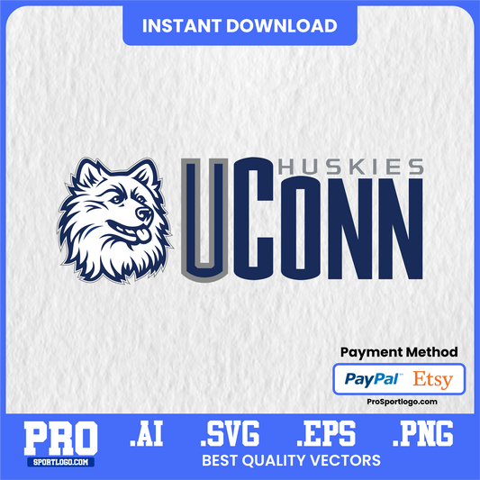 Connecticut Huskies Vector Logo Pack – Editable AI & SVG Files for Merch, Branding, and Print