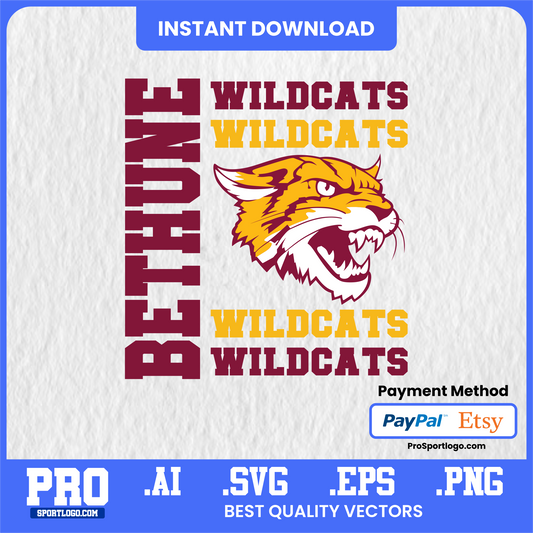 Bethune-Cookman Wildcats Football Poster, Daytona Stadium Theme, Digital Download, PDF, AI, PNG