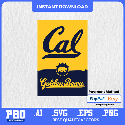 Golden Bears Football Poster, California Memorial Stadium Theme, Digital Download, PDF, AI, PNG