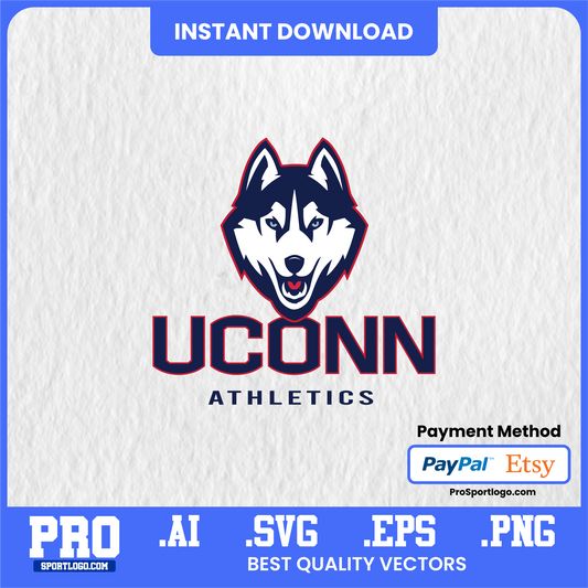 Connecticut Huskies Mascot Clipart – High-Resolution PNG & SVG for Sports Crafts and Custom Merch