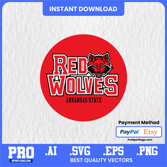 Arkansas State Red Wolves Mascot Illustration, Vector Art, PDF, AI, PNG
