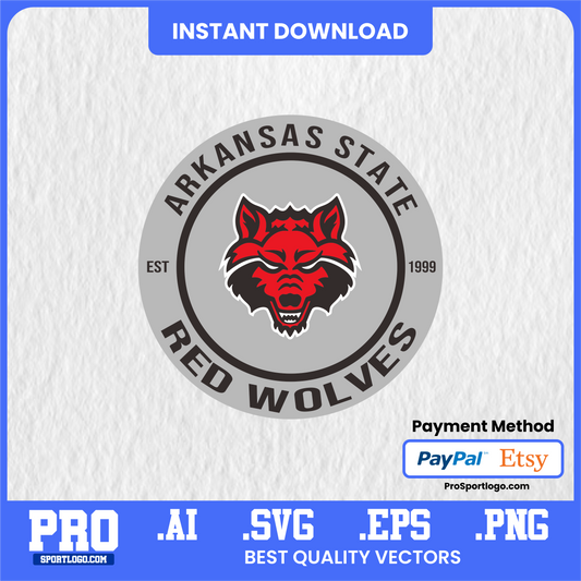 Arkansas State Red Wolves Typography Design, Editable File, PDF, AI, PNG