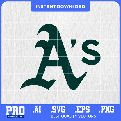 Athletics baseball team vector logo in green and gold script — digital SVG file for Cricut, Silhouette, vinyl cutting, and DIY crafts