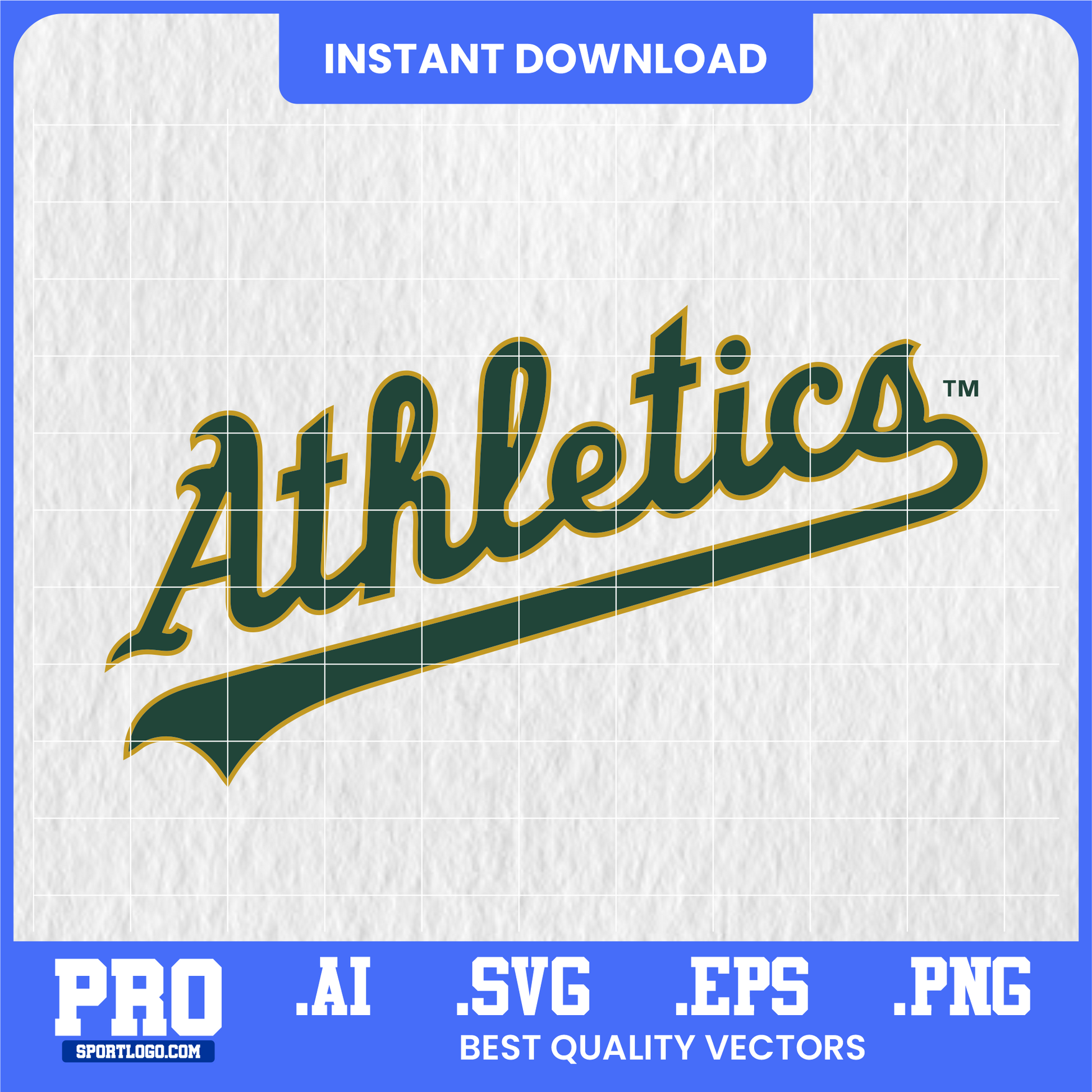 Athletics baseball team vector logo in green and gold script — digital SVG file for Cricut, Silhouette, vinyl cutting, and DIY crafts
