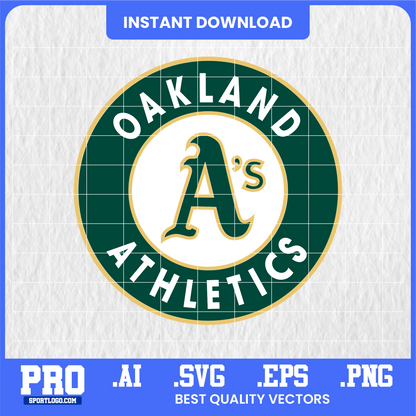 Athletics baseball team vector logo in green and gold script — digital SVG file for Cricut, Silhouette, vinyl cutting, and DIY crafts
