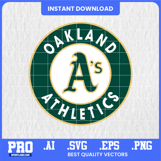 Athletics baseball team vector logo in green and gold script — digital SVG file for Cricut, Silhouette, vinyl cutting, and DIY crafts