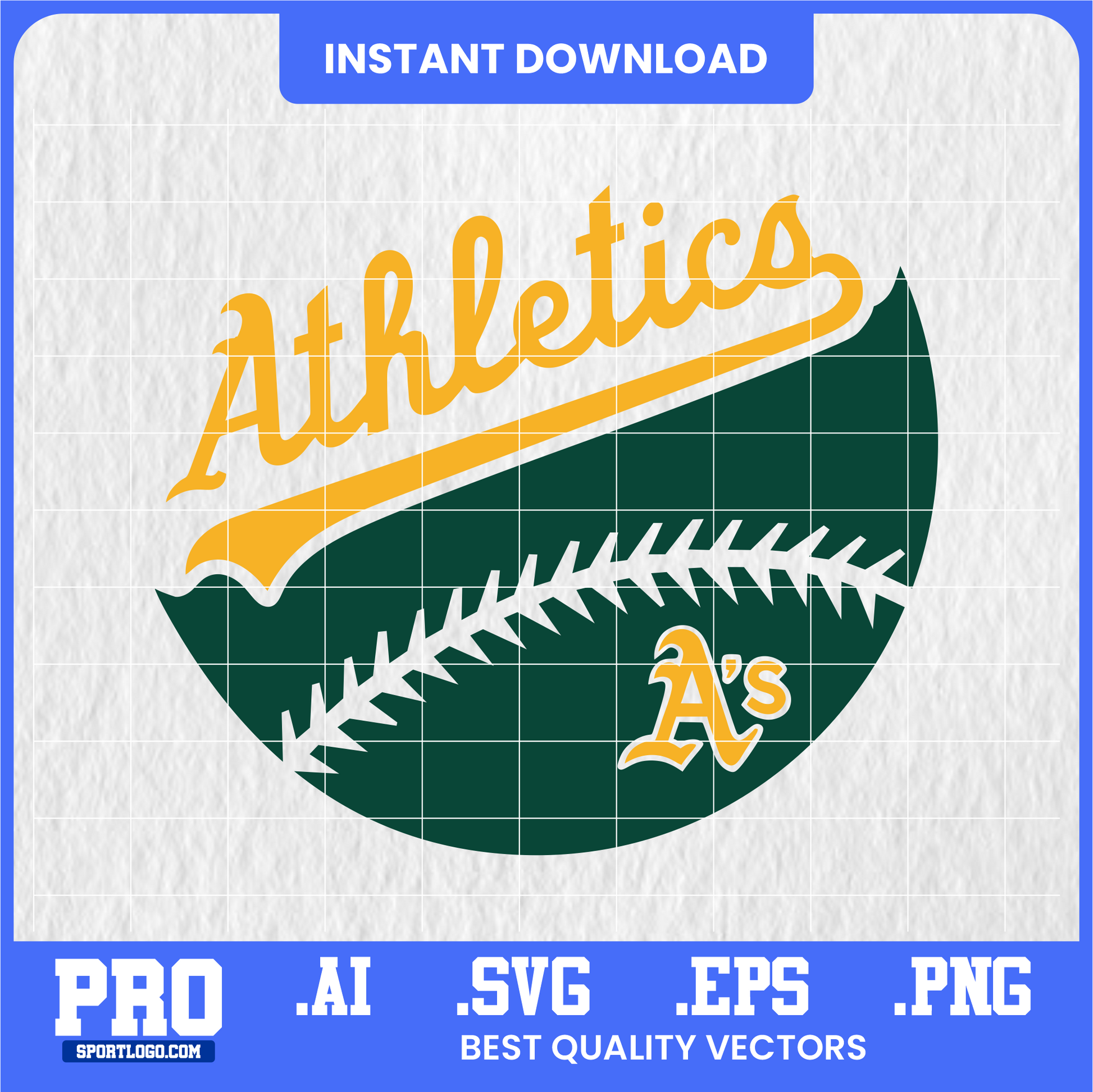 Athletics baseball team vector logo in green and gold script — digital SVG file for Cricut, Silhouette, vinyl cutting, and DIY crafts