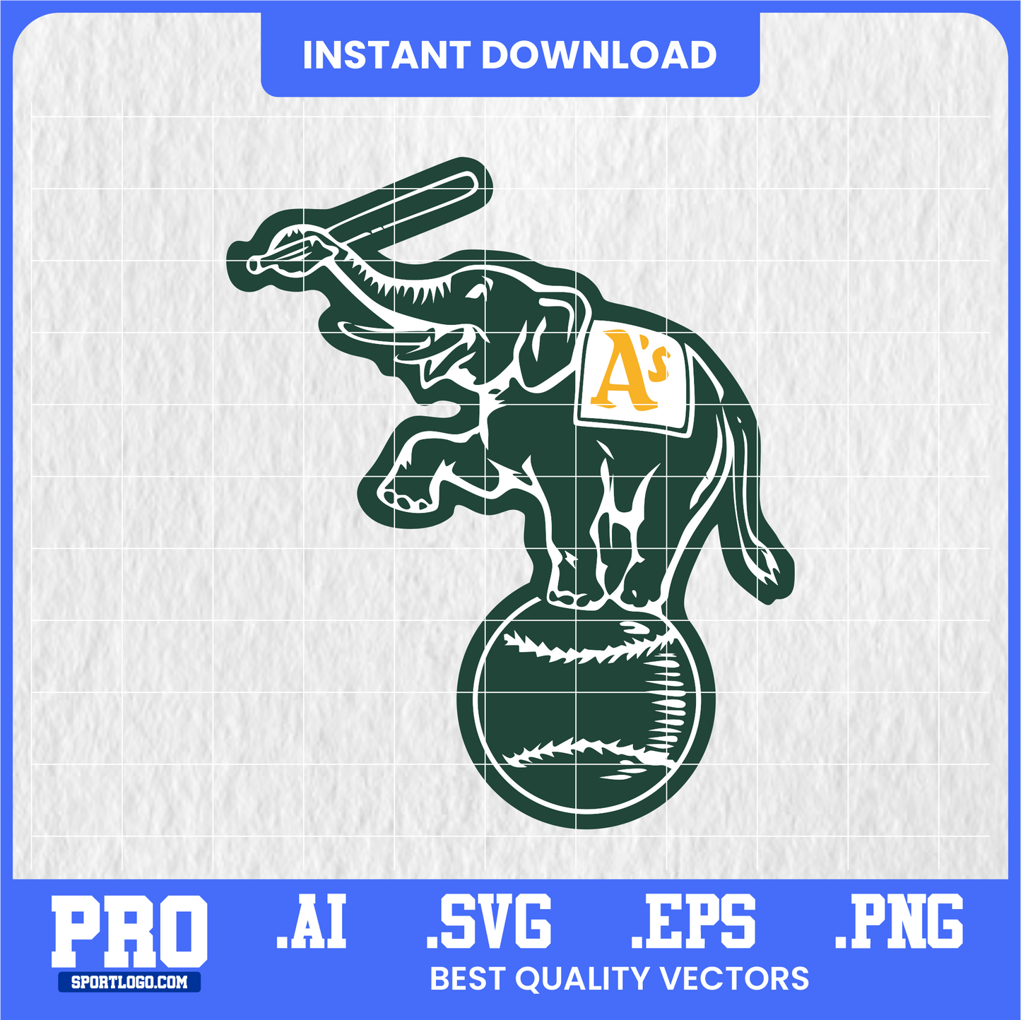 Athletics baseball team vector logo in green and gold script — digital SVG file for Cricut, Silhouette, vinyl cutting, and DIY crafts