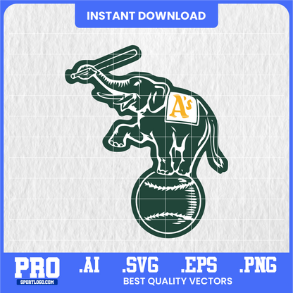 Athletics baseball team vector logo in green and gold script — digital SVG file for Cricut, Silhouette, vinyl cutting, and DIY crafts