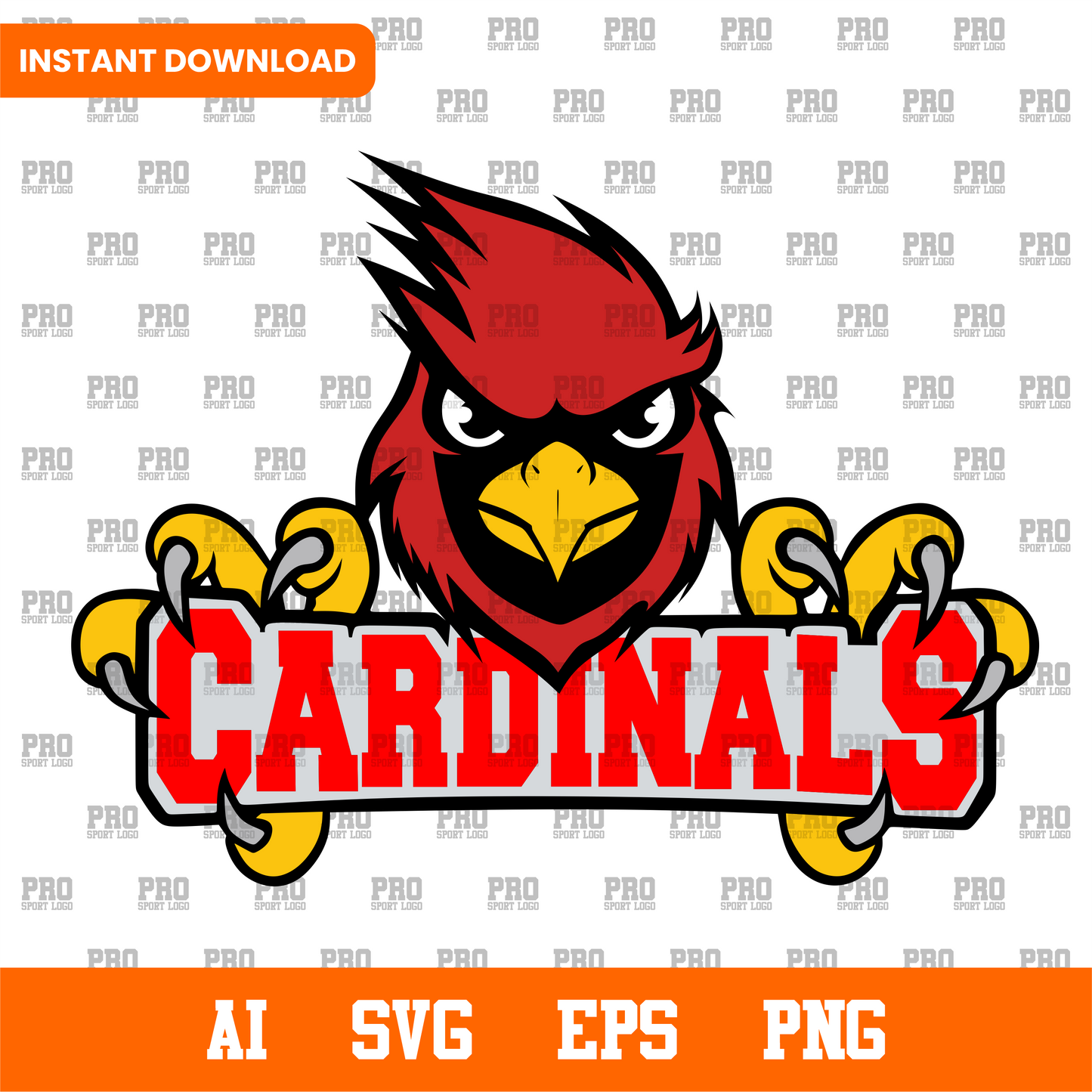 Cardinals Mascot Claw Logo – Instant Download (SVG, AI, PNG, EPS)