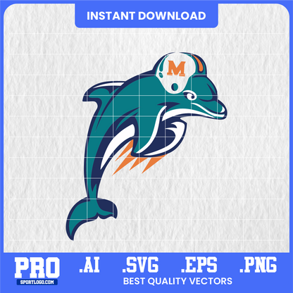 Miami Style Dolphins Mascot Vector | Cut Files for DIY Projects