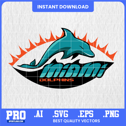 Team Dolphins Inspired SVG Design | Printable Football Logo Files