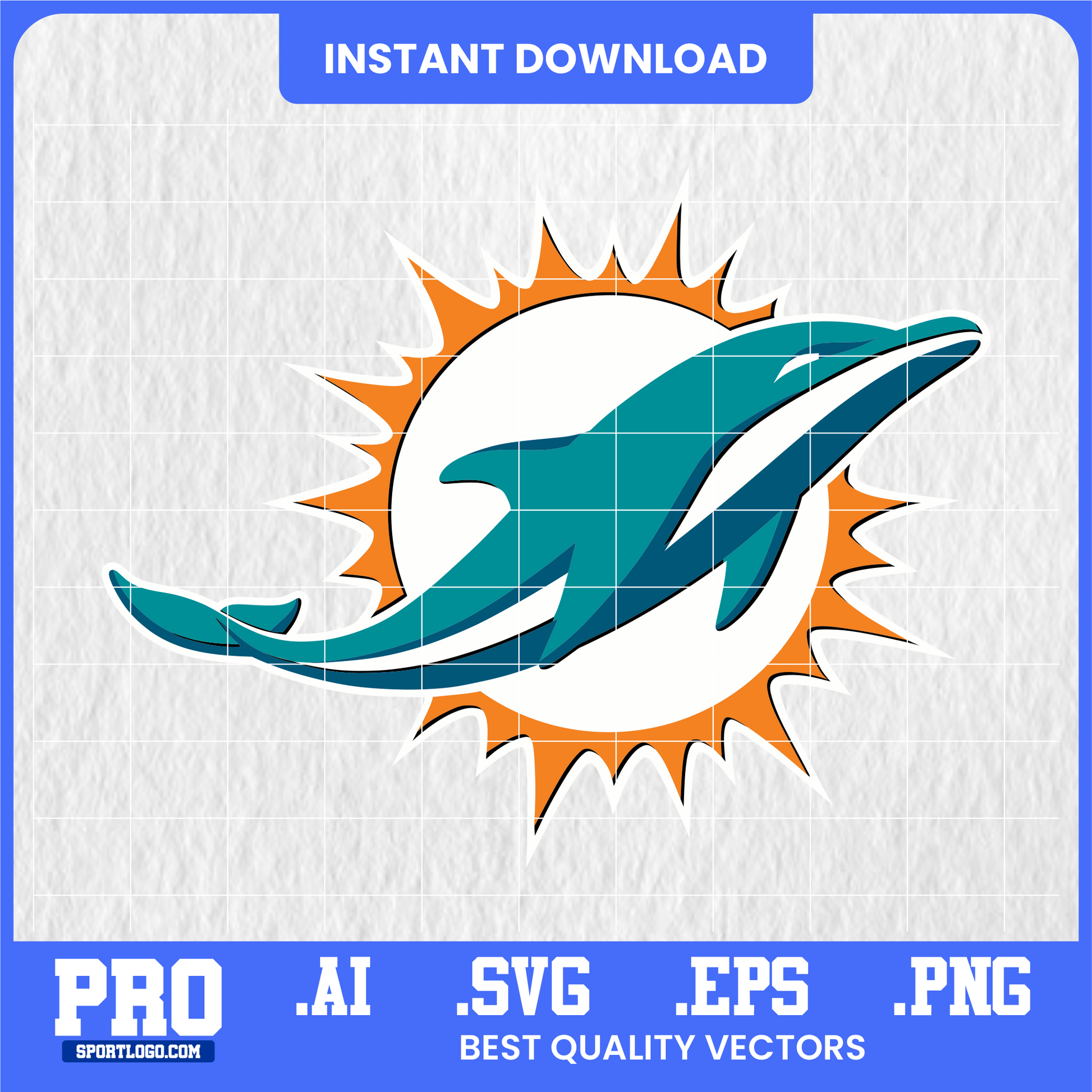 Team Dolphins SVG Vector Logo | Aqua & Orange Mascot Digital Files