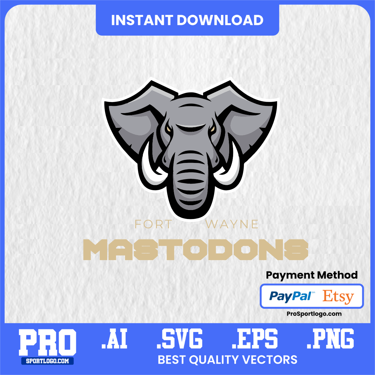 Fort Wayne Mastodons Sublimation Design – Mascot PNG for Apparel, Mugs & POD